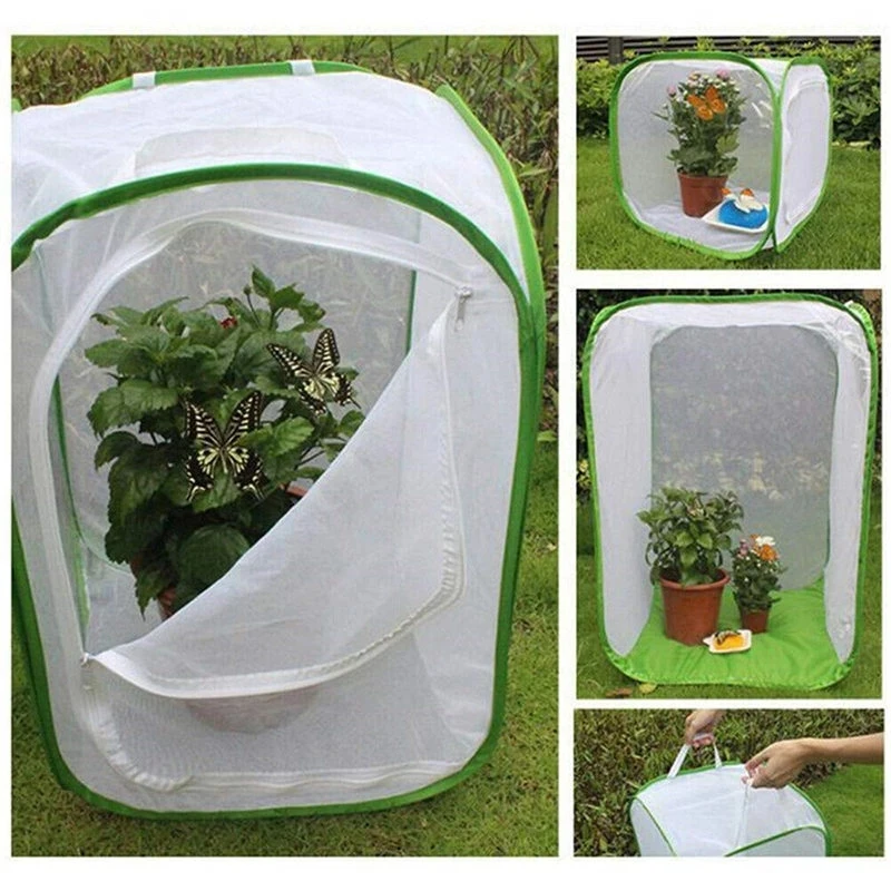 Green Foldable Butterfly Mantis Stick Breeding Zipper Cage Net Cloth Insect Habitat Insect Cage Net 40x40x60cm