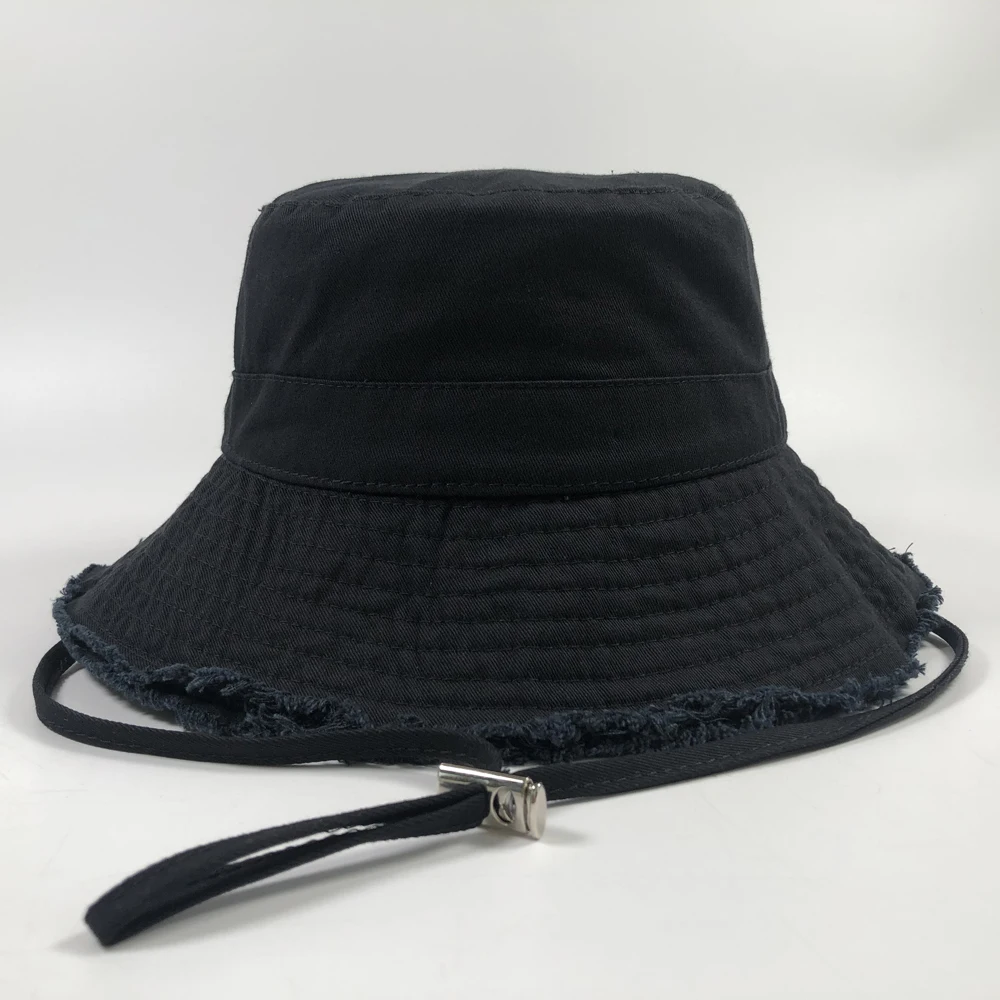 ODM solid color ripped cotton boonie hat women Logo embroidered adjustable classic retro basin bob Custom bucket hat distressed