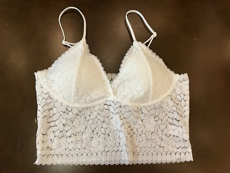 Sexy Outerwear Bralette Deep Vneck No Wire Lace Cutout Camisole Top Underwear Innerwear