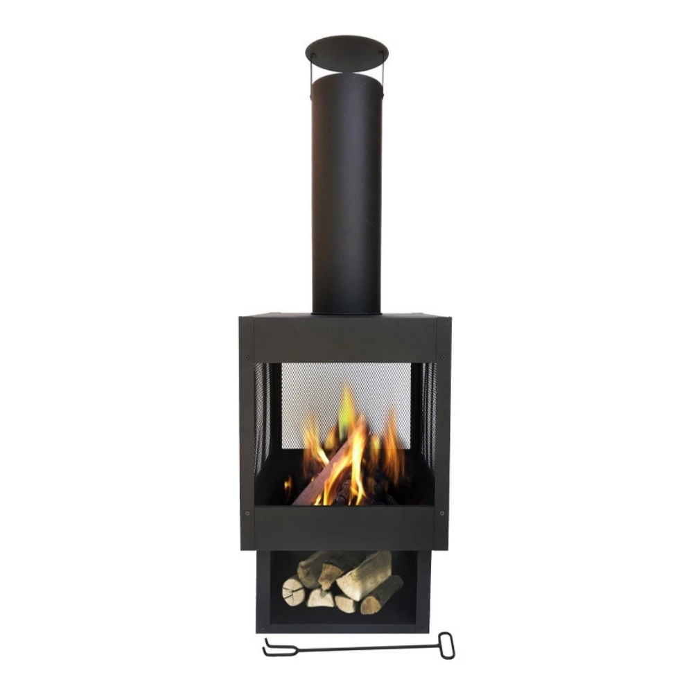 Factory Wholesale Freestanding Outdoor Painted Iron Heater Patio Fireplace With Chimney