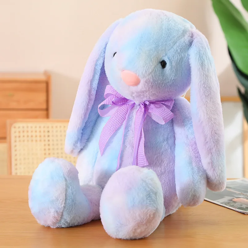 Greenmart Spot Tie-Dyed Long Eared Bunny Kids Soft Companion Custom Toy Plush Easter Rabbit Stuffed Animal Mascot Gift