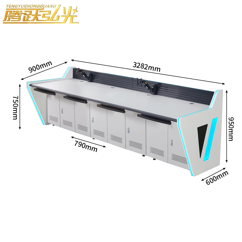 Five workstation DV-type command center control console monitoring desk Conference  office furniture monitoring computer desk