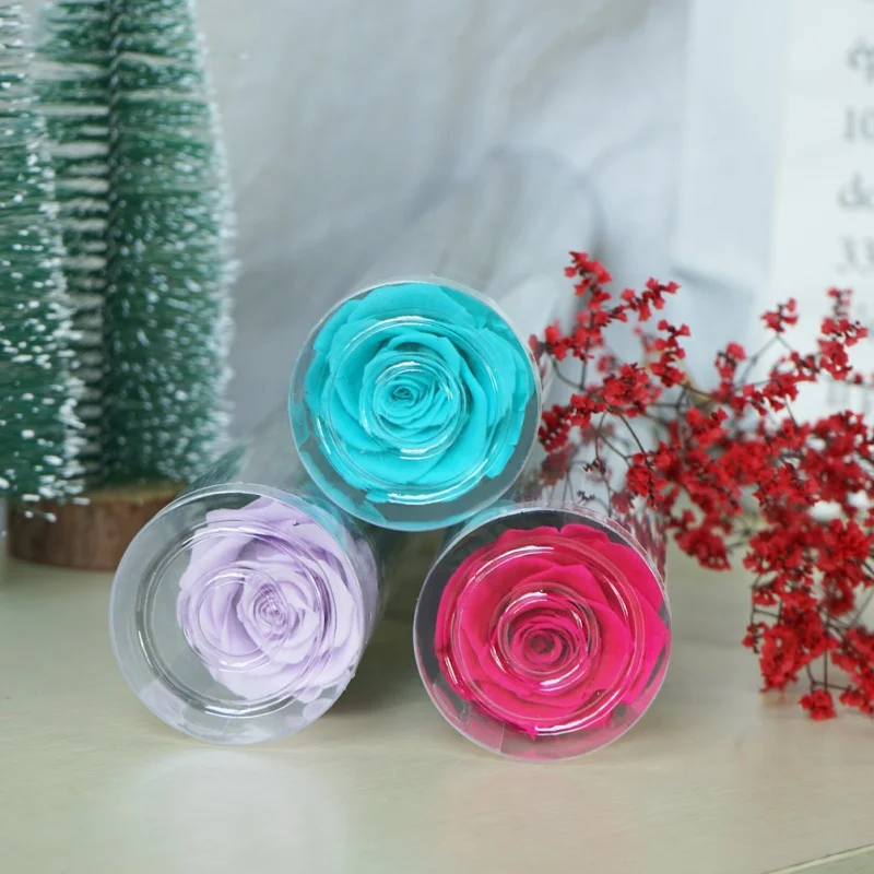 UKIQUEEN Factory Wholesale 60 cm Long A Grade Big Forever Rose Stabilized Flowers Preserved Rose with Stem in Plastic Tube