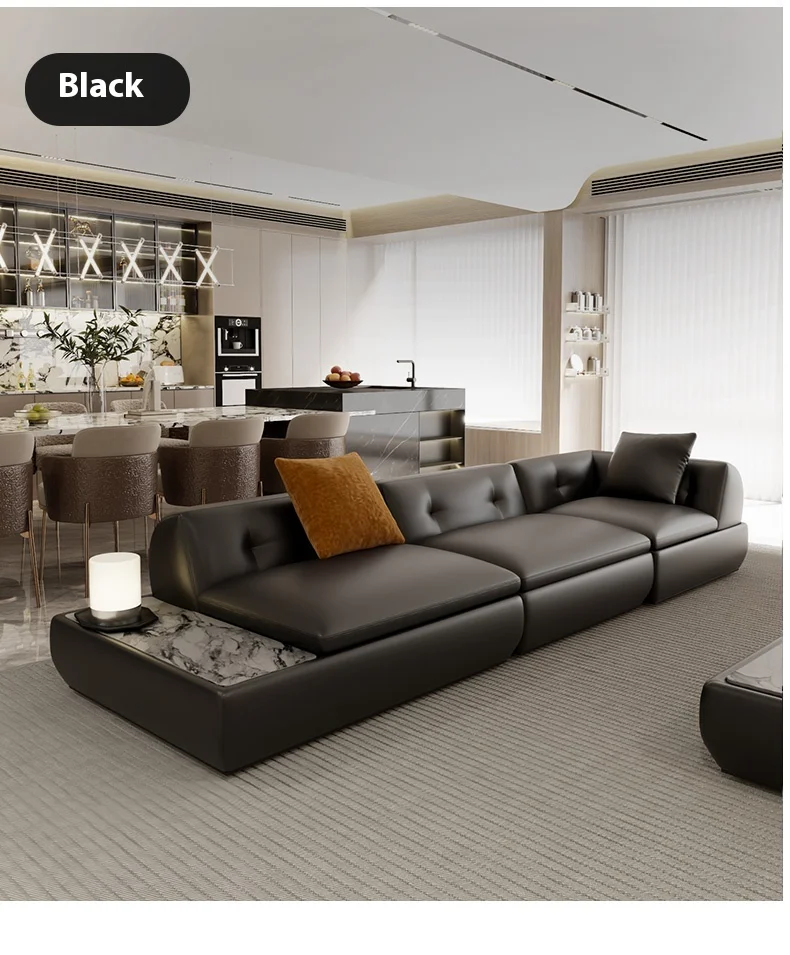 Italian High-End Minimalist Modular Moon combination Sofa Set New Design Genuine Leather Fabric for Luxury Hotel Living Room