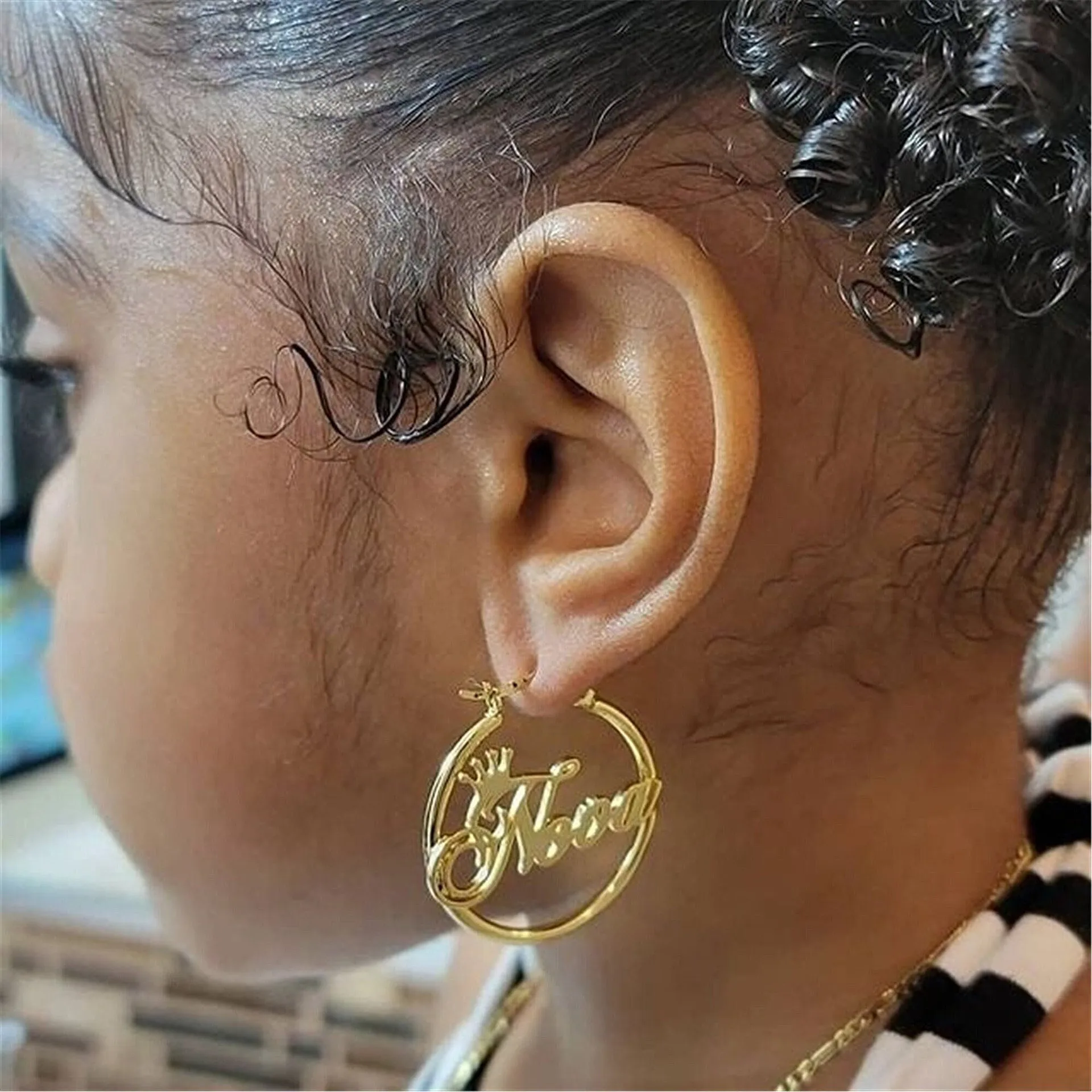 Lateefah Personalized Customized name Girl Gift Crown Stainless Steel Jewelry Custom Earrings For Baby Girl