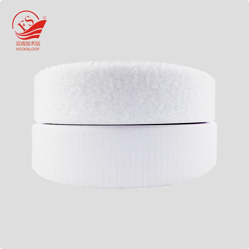 Sewing On B Level 40% Nylon 25 m One Roll Hook And Loop Patches Fastener Strap In 20 mm White Color