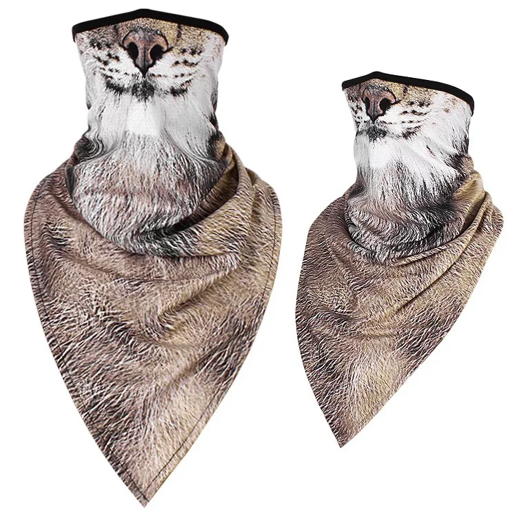 
Fashion custom logo animal face imprint triangle face mask scarf with Earloop 