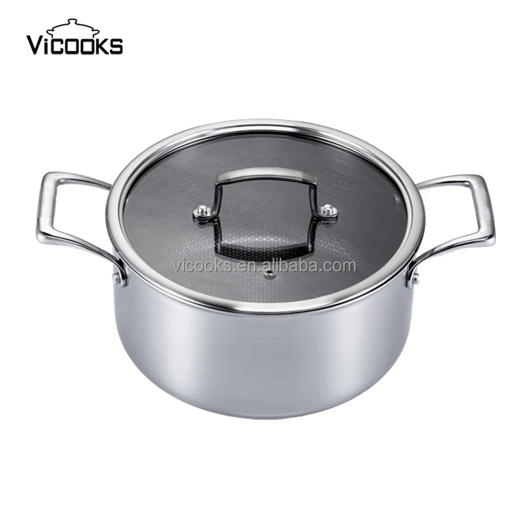 Modern Design Tri-Ply Stainless Steel Stock Casserole Pot Includes Lid Pot Casserole