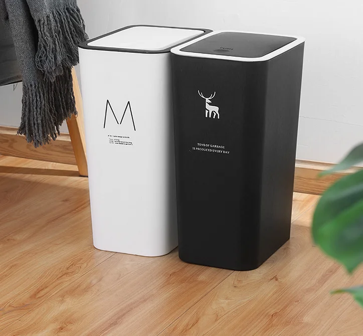 Мусорная корзина для ванной мусора с крышкой прессом Пластиковые Мусорные