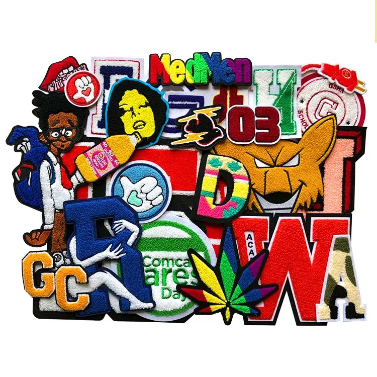 wholesale custom double layer varsity iron on letters chenille patches varsity letterman jacket patches for varsity jackets