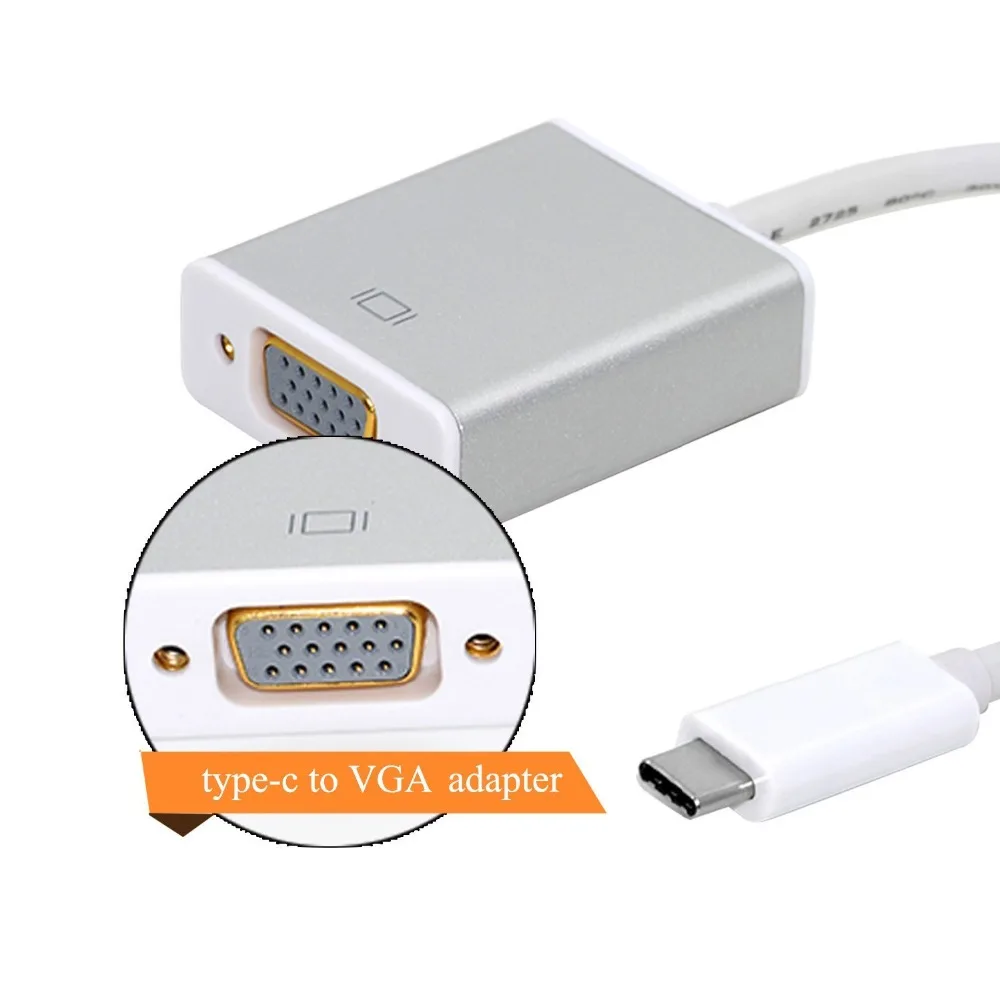 USB Type-C to VGA Adapter Cable Male USBC to VGA Female DB15 Converter
