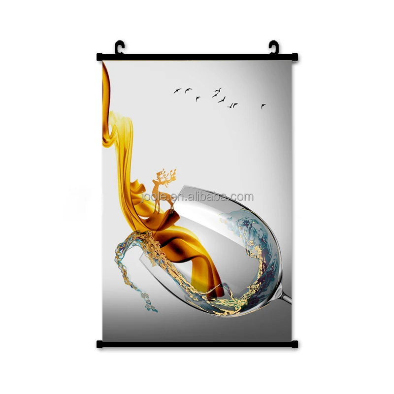 Wine glass decorative painting is suitable for the background wall of restaurant and bar, simple European literature and art