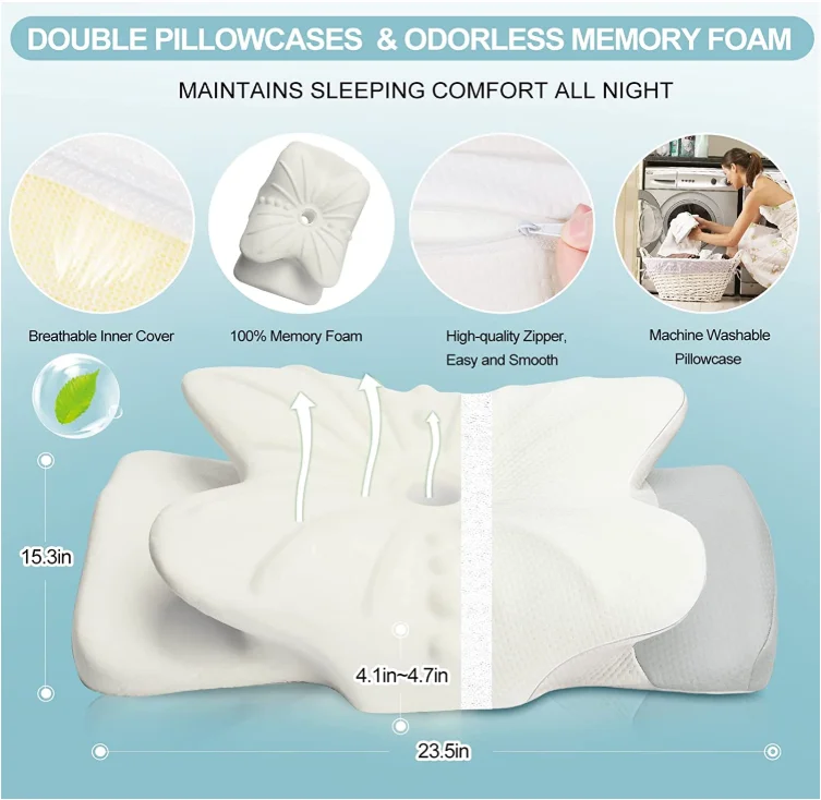 Professional Manufacturer Luxury Cheap Butterfly Shape Sleeping Memory  Pillow