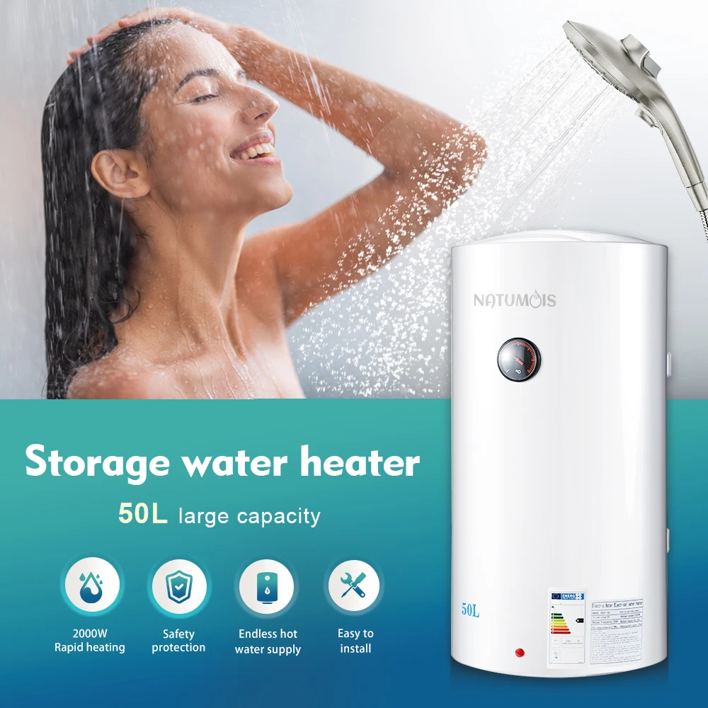 Stainless steel wall mounted electricity 50L storage electric water heater hot water heaters electric shower intelligent timed