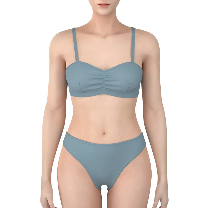 Custom Design Colors Bikini Top Panties Set Women High Cut Beachwear Sheer Wireless Sexy Swimsuit