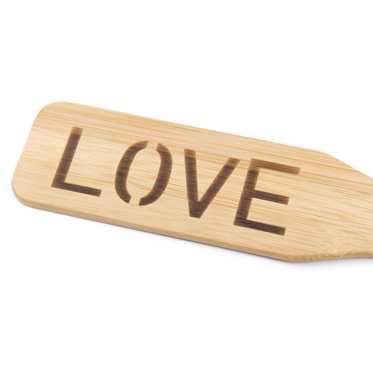 Natural Bamboo Wood BDSM Pain Fetish Mature Sex Toy Spanking Paddle with Love Word/Heart Pattern