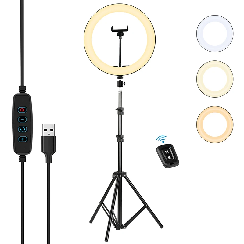 
Dimmable 12 Inch Led Circle Ring Light For Live Stream Selfie Ring Light With Mobile Phone Tripod 