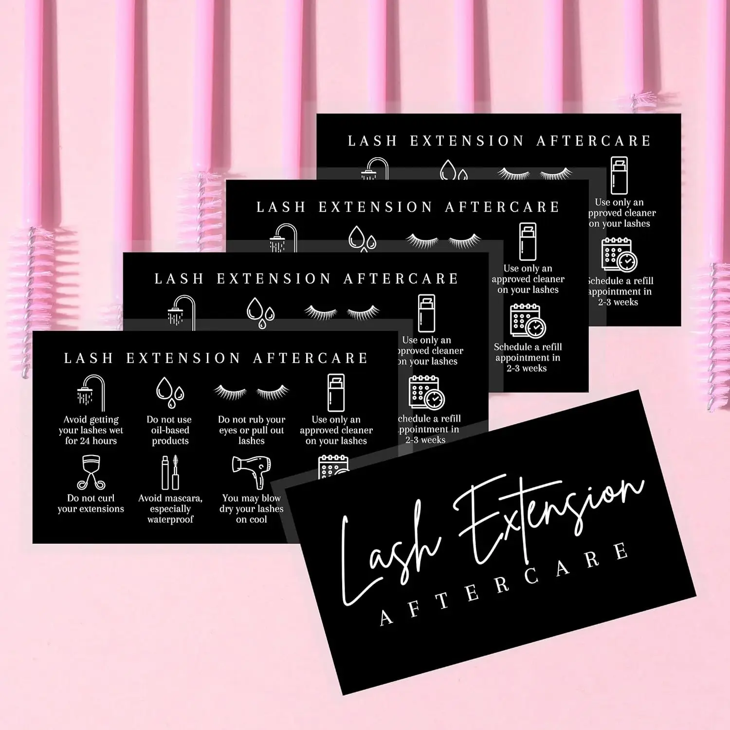 Custom Lash Aftercare Extension Cards,White and Black How to Care for Your Extensions lash Artists Hand to customers