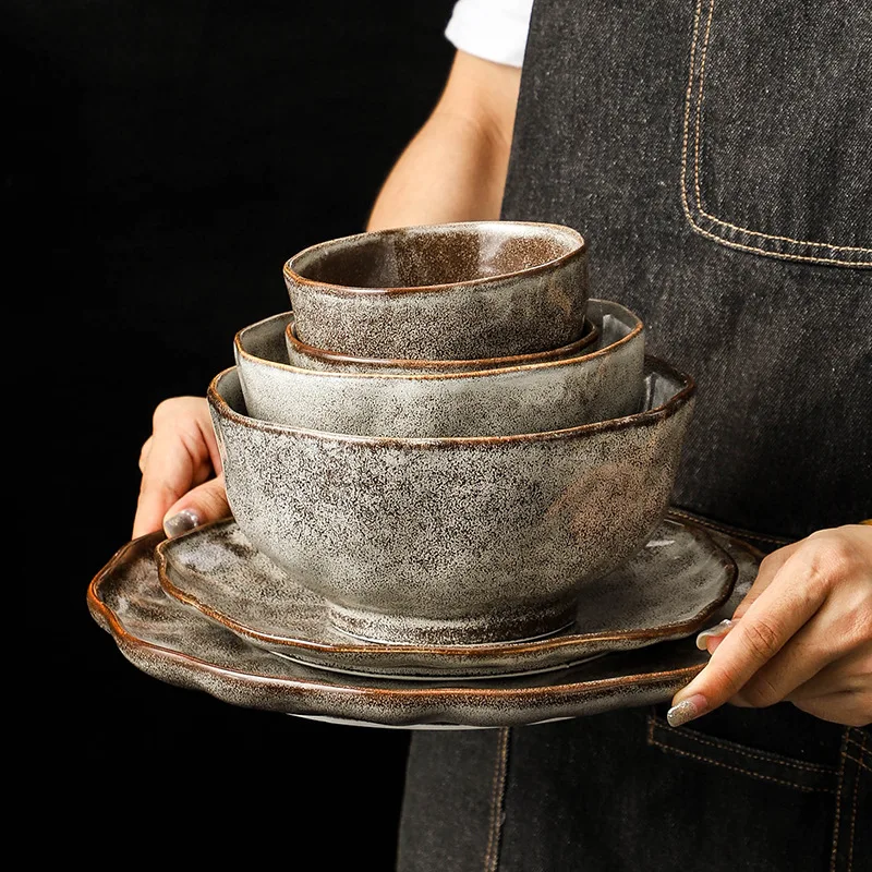 China Factory OEM ODM Large Round Plate Shallow Luxury Color Glaze 10.2 /8.6 Inch Stoneware Side Dinner Ceramic Dishes & Plate