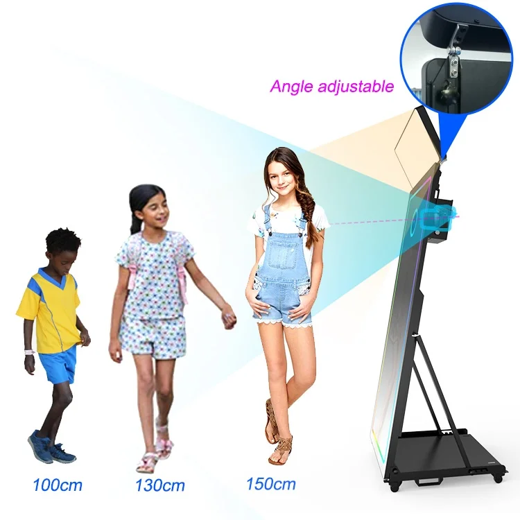 New Selfie Magic Mirror Instant Photo Booth Print Pictures Kiosk With 43 Inch Touch Screen