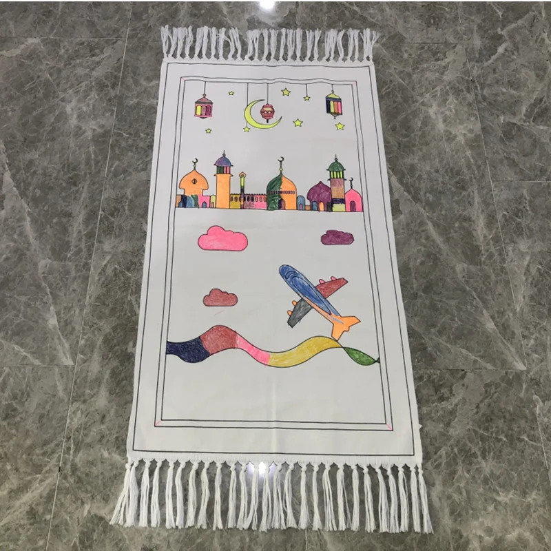 2022 Hot Selling Muslim Children Painting Mat Islamic Kids Prayer Coloring Mat for Kids Gifts Novelty Customized Logo OEM 50pcs