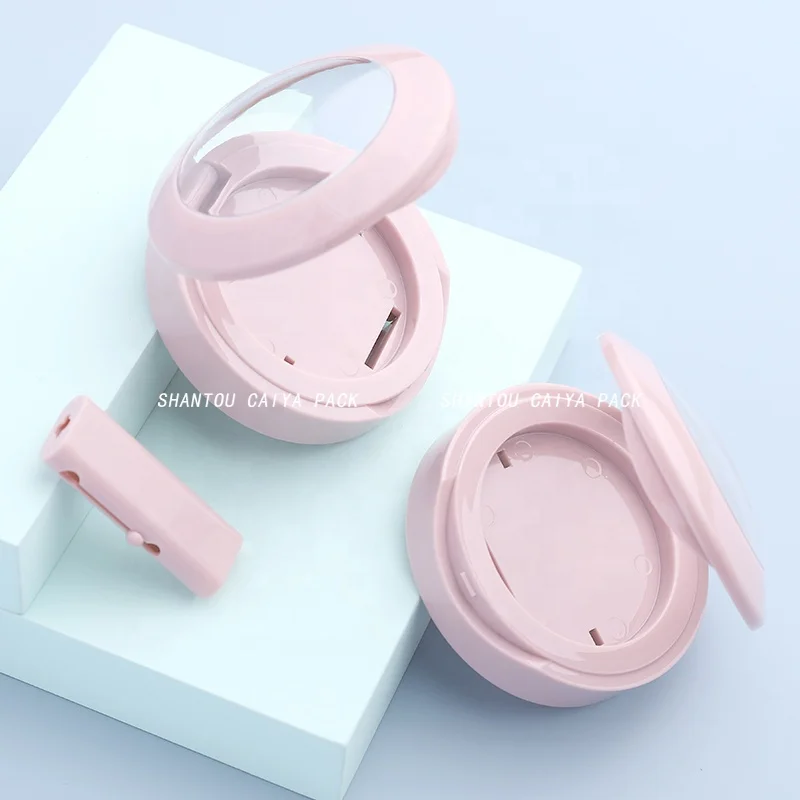 Empty Cosmetic Compact  Luxury Custom Round glitter Pressed Powder Container eye shadow Case With Brush