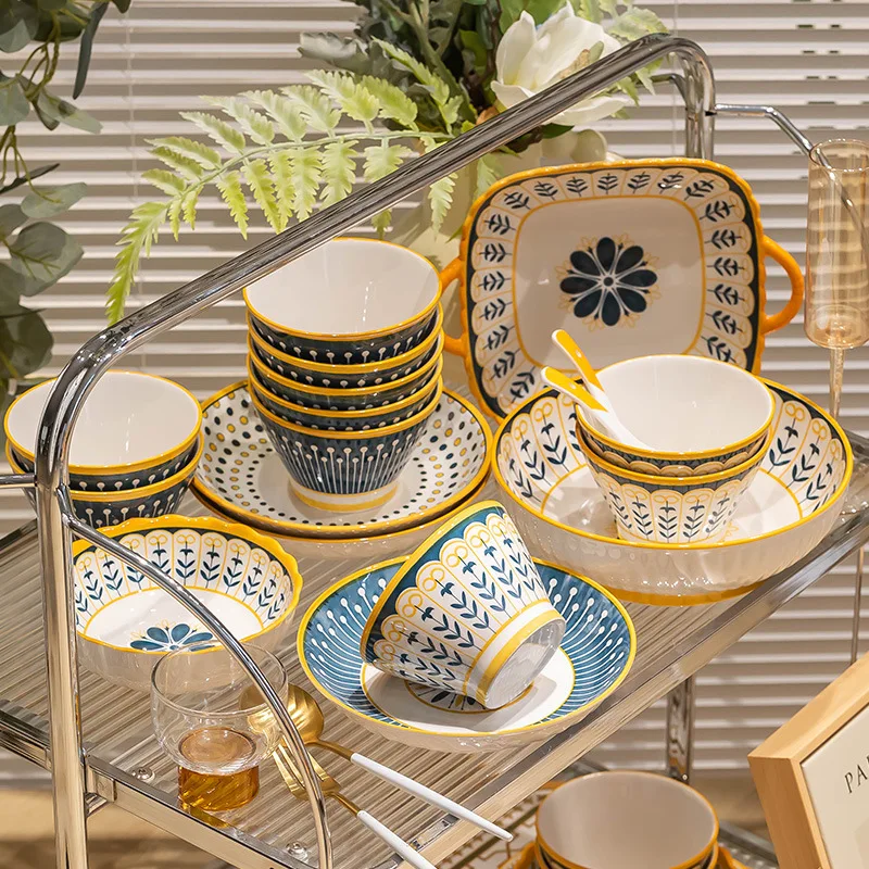 2024 Hot Selling New Arrival Creative Plates Ceramic Dinner Set High Quality Tableware Luxury Dinnerware Set