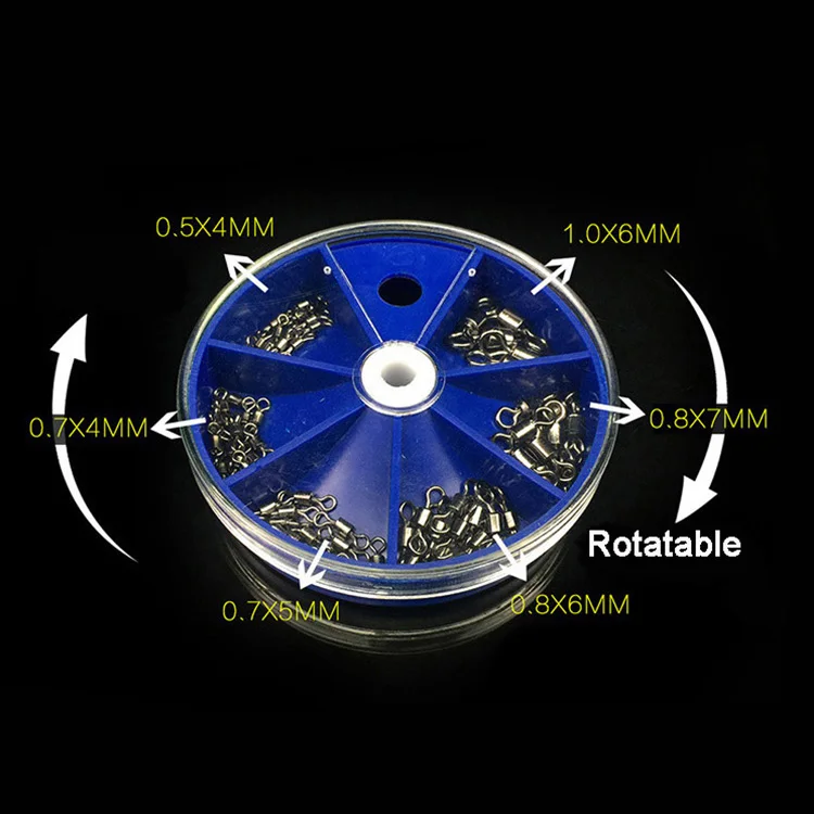 Rocklure 76pcs American Ball Bearing Swivel Fishing Hooks Snap Fishing Swivel Set