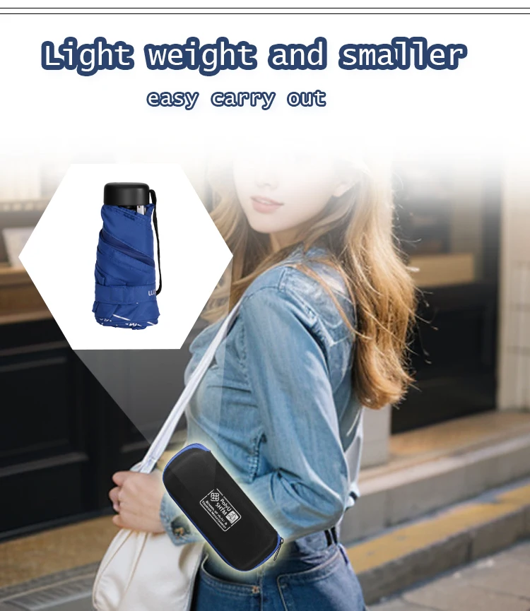 Super Lightweight 5-Fold portable Mini Pocket Umbrella Straight Pattern Adults Compact Capsule Design Wholesale gifts parasol