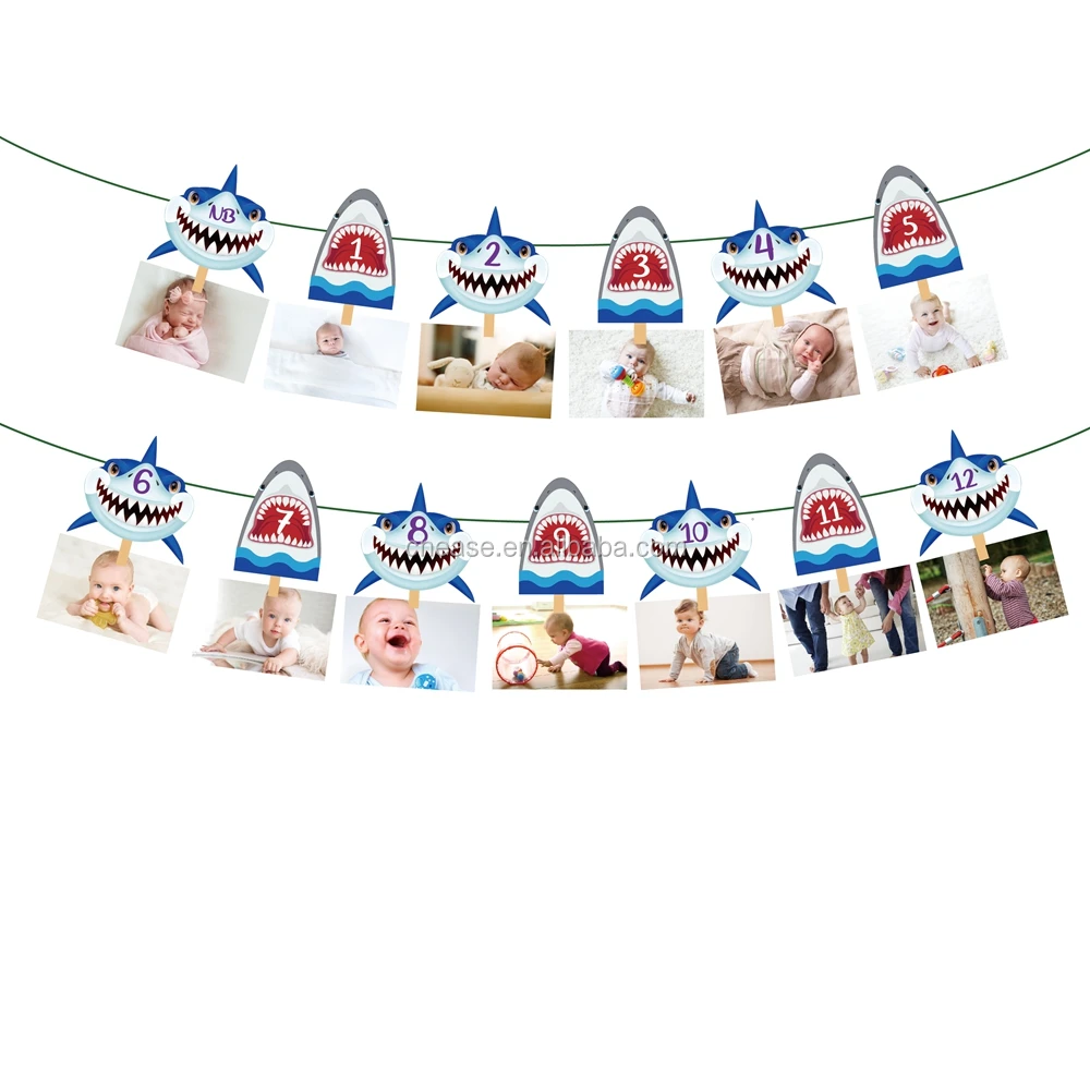 YISHU Newborn to 12 Month Display woodland creatures party photo banner 1st birthday wild one