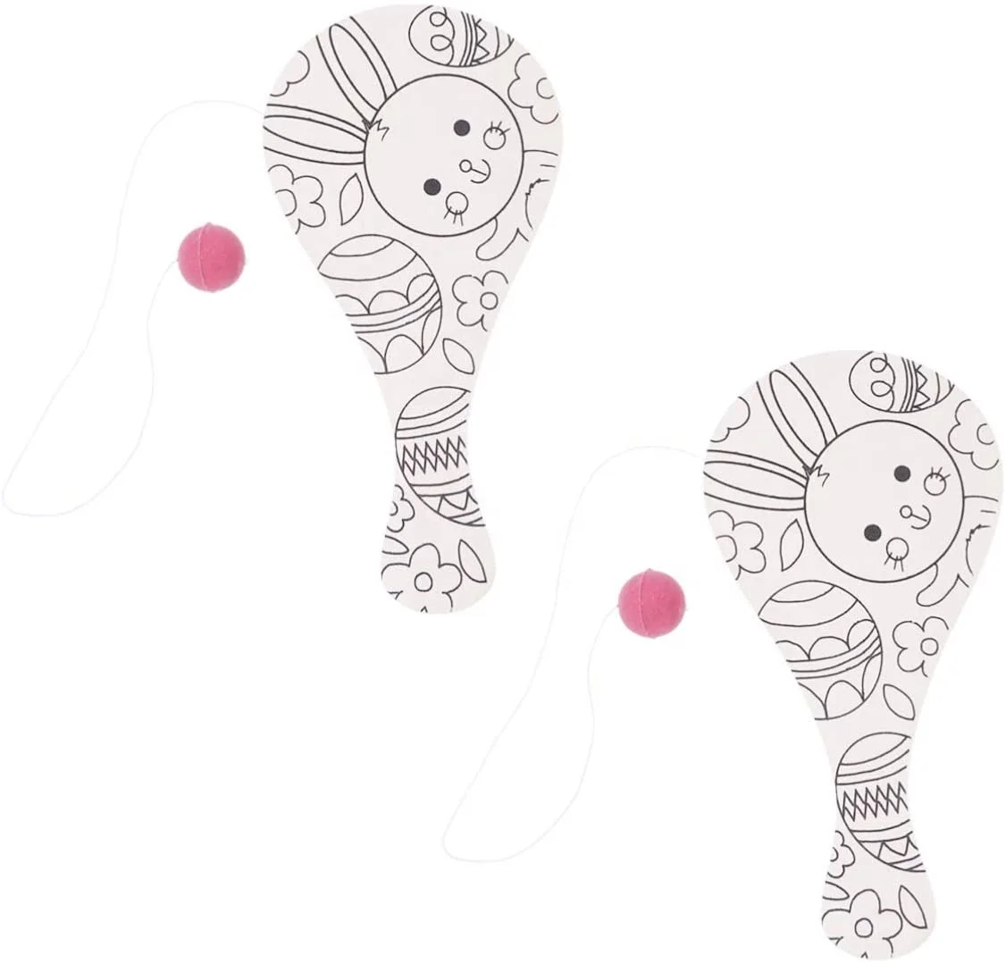 Деревянный игрушечный лопастной мяч (набор из 2) с зеленой сумкой для переноски-игрушка для дома и улицы: веселая и классическая игра для мальчиков и девочек,