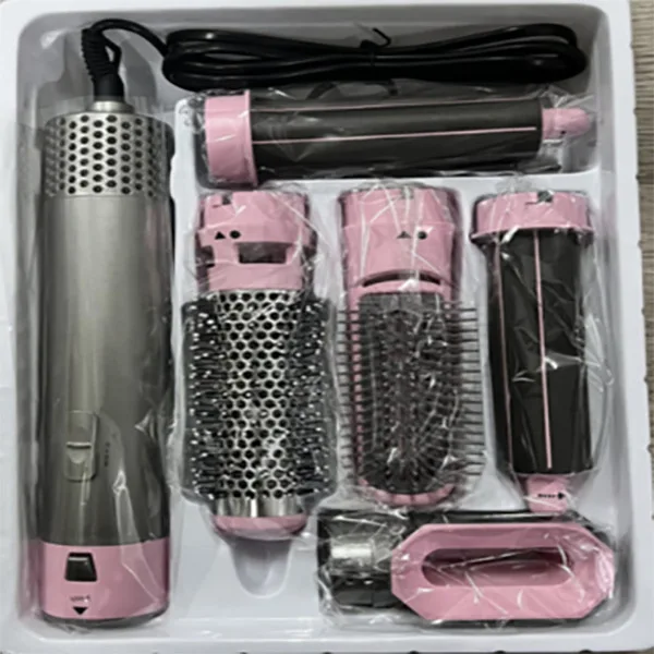 High-Speed Negative Ionic Blow Dryer 5 in 1 Professional Hot Air Styler for Fast Drying Curling Volumizing Straightening