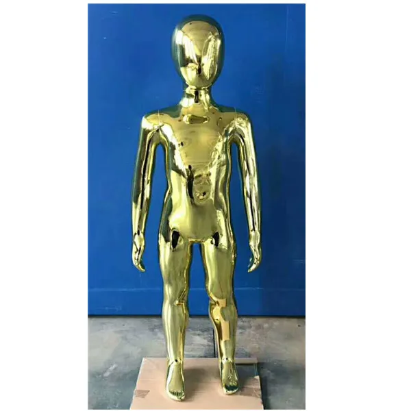 
 Хромированный золотой пластиковый детский манекен для демонстрации платья  