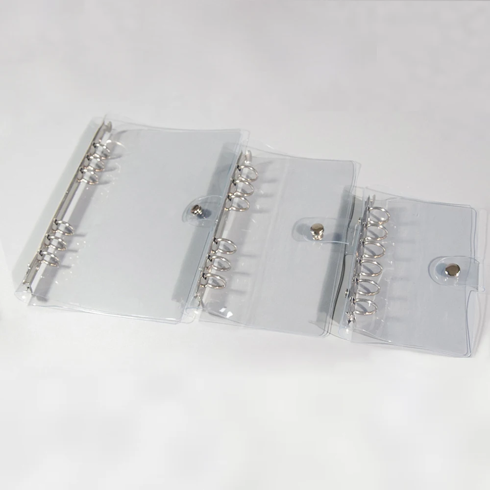 Transparent Soft PVC 6-Ring Binder Cover with Snap Button Closure for Ring-Bound Planner Pages, A5/A6/A7 Size