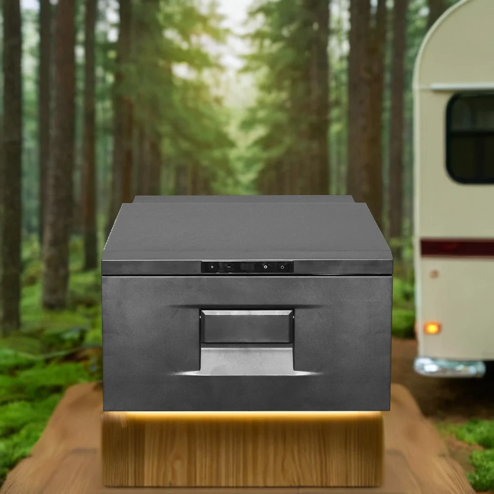 HWHongRV Drawer Style 12/24V DC Only Freezer Mode Mini Frid Refrirator for Vehicle Car Boat for Driving Travel Fishing