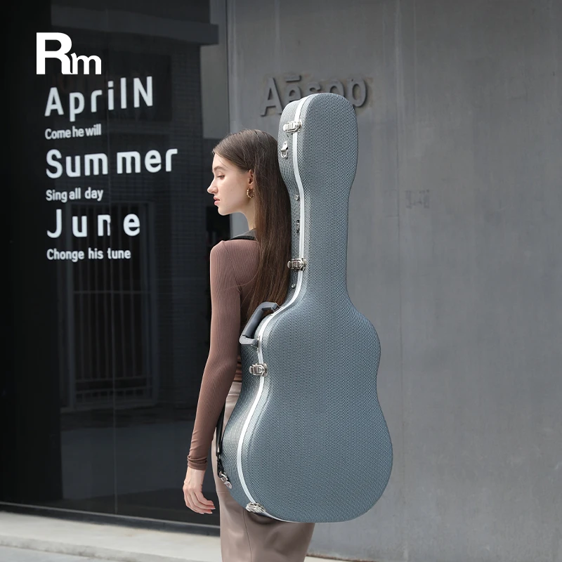 RAS-D-SG RM Rainbow High Quality Custom Shaped Guitar Hard Case Acoustic Classical ABS Guitar Case Grey Blue Guitar Case