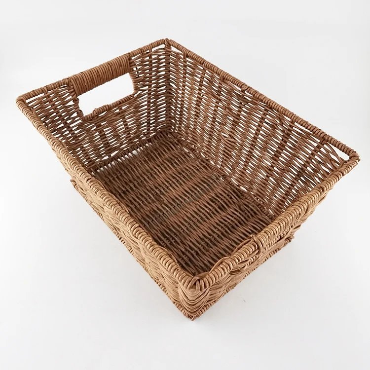 Wholesale Cheap Brown Hand Wicker Rattan storage Basket With Lining