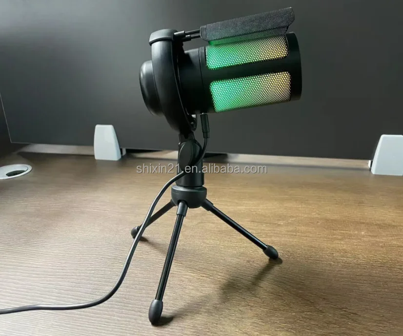 ME6s Desktop Microphone Usb Rgb Live Podcasting Professional Rgb gaming studio Condenser Microphone With Adjustable Tripod Stand