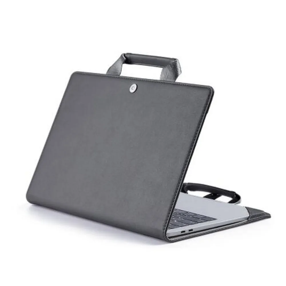 Laptop Sleeve Bag PU Leather with Stand Holder  PC Computer Bag Laptop Messenger Bag PU Leather Protective Case for MacBook