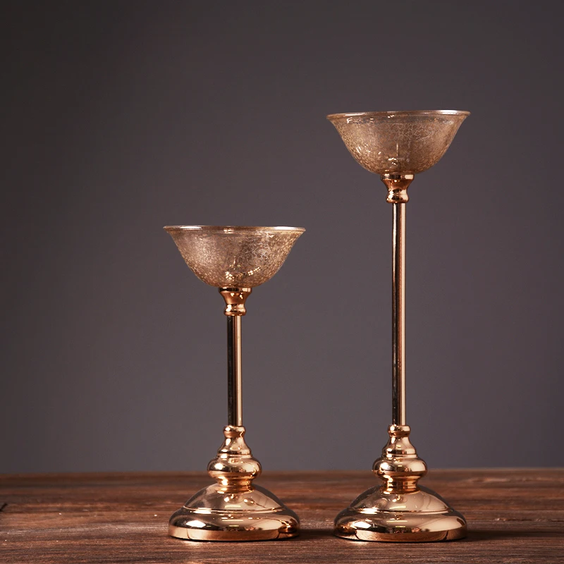 
Brass antique candle holder metal candle holders with glass candlesticks decorations for home 