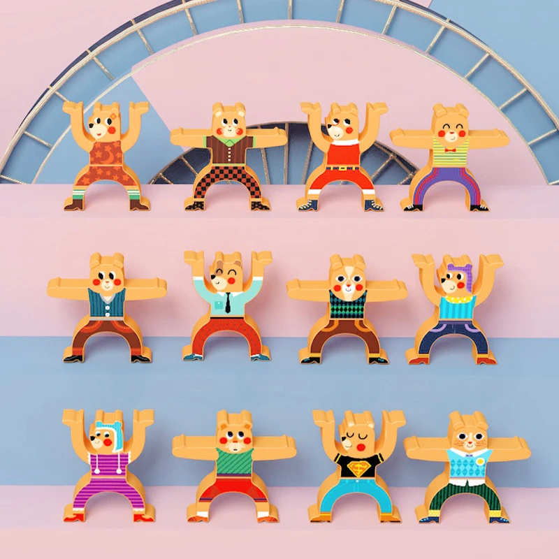 Educational Baby Toy Building Block For Kids Magnetic Wooden Balancing Block Stacking Games