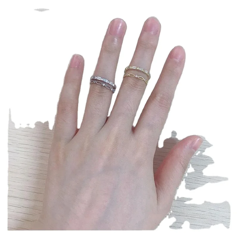 Trendy Custom 18K Gold Plated Jewelry Casual Style Daily Jewellery 925 Sterling Silver Zircon Rope Ring for Women