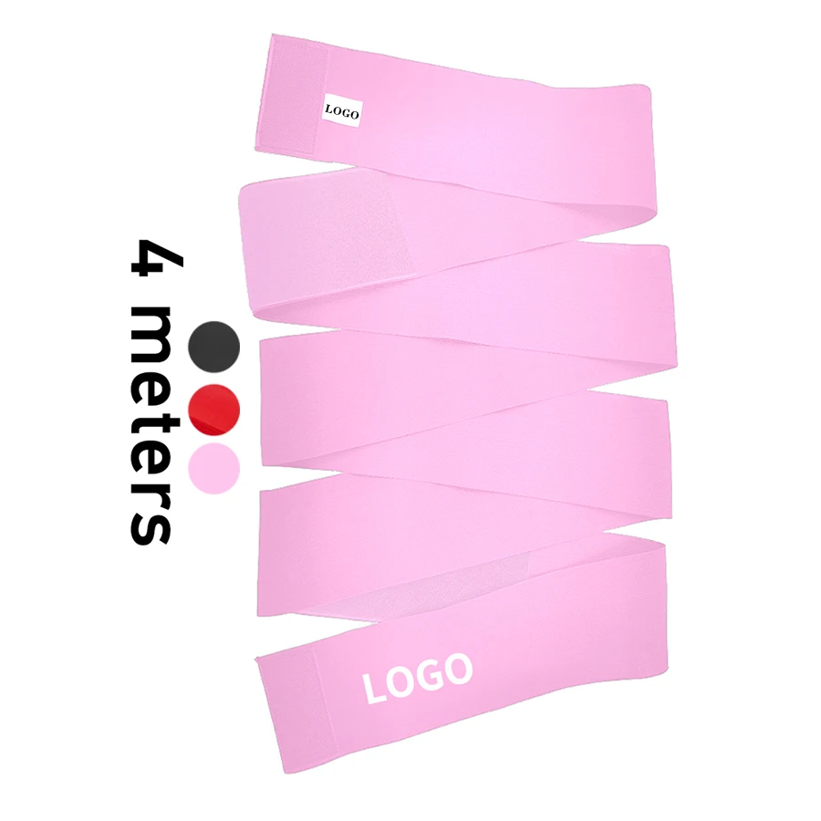 Custom logo pink tummy bandage wrap belt breathable corset waist and thigh trainer shaper for women