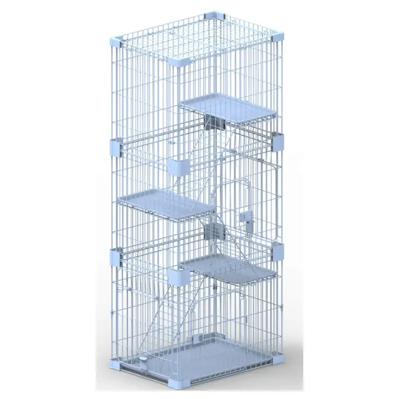 Foldable Iron Three Floor Diy Cat Tower Display Breeding Cages Indoor Large