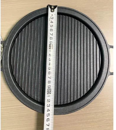Wholesale Custom Cast Iron Cookware Round Bbq Grill Frying Pan Griddle Plate With Double-sides Griddle For Outdoor Camping