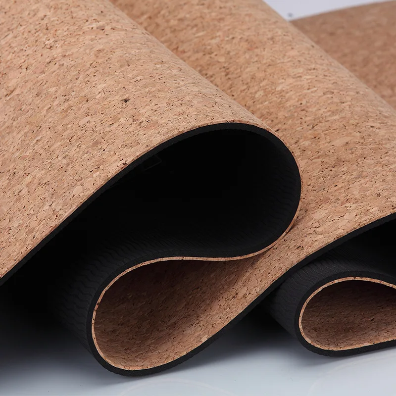 High Quality Customized Foldable High Elastic Personalized Premium Cork TPE rubber Non-Toxic Thick 6mm Anti-Slip Cork Yoga Mat