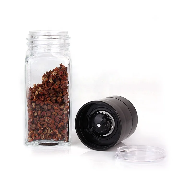 Wholesale Square Shape 4oz 120ml Kitchen Spice Grinder Manual Salt and Pepper