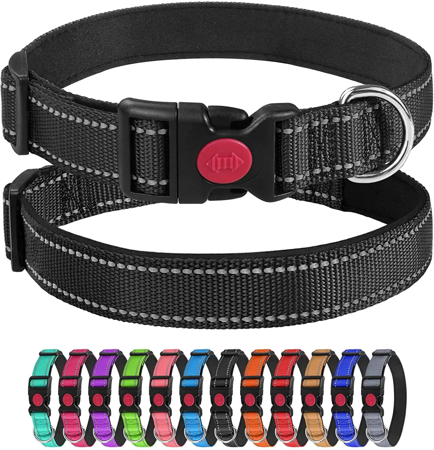 
High Quality Cheap Fashion Dog Collar Black Polyester Police Dog Necklace Perro Collar Secue colllar For Pet Dog 