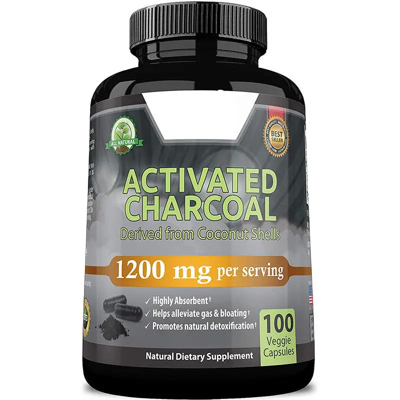 Activated Charcoal Capsules for Natural Detoxification Gas and Bloating control Healthcare Supplement