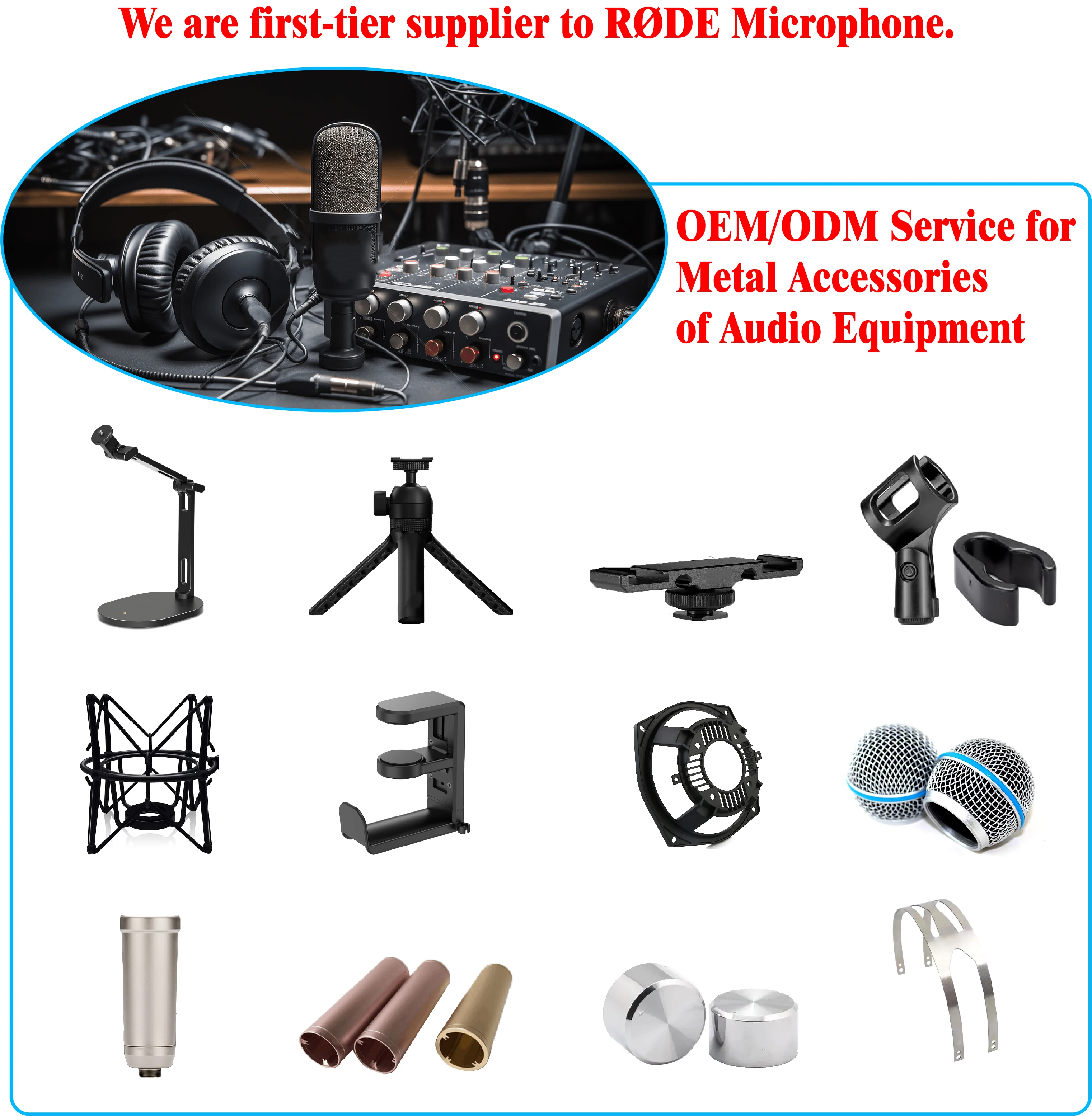 OEM Custom Microphone Accessories Metal Parts for Audio Equipment CNC Machining Die Casting Stamping Service